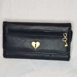Black Keyhole Heart Wallet by Roger Gimbel – Vintage Love Lock Design
